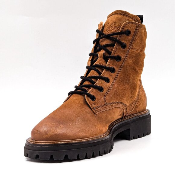 Paul Green Women Brown Leather Lace-up Festival Combat Boots size 7.5US AUS 5 - Picture 6 of 10